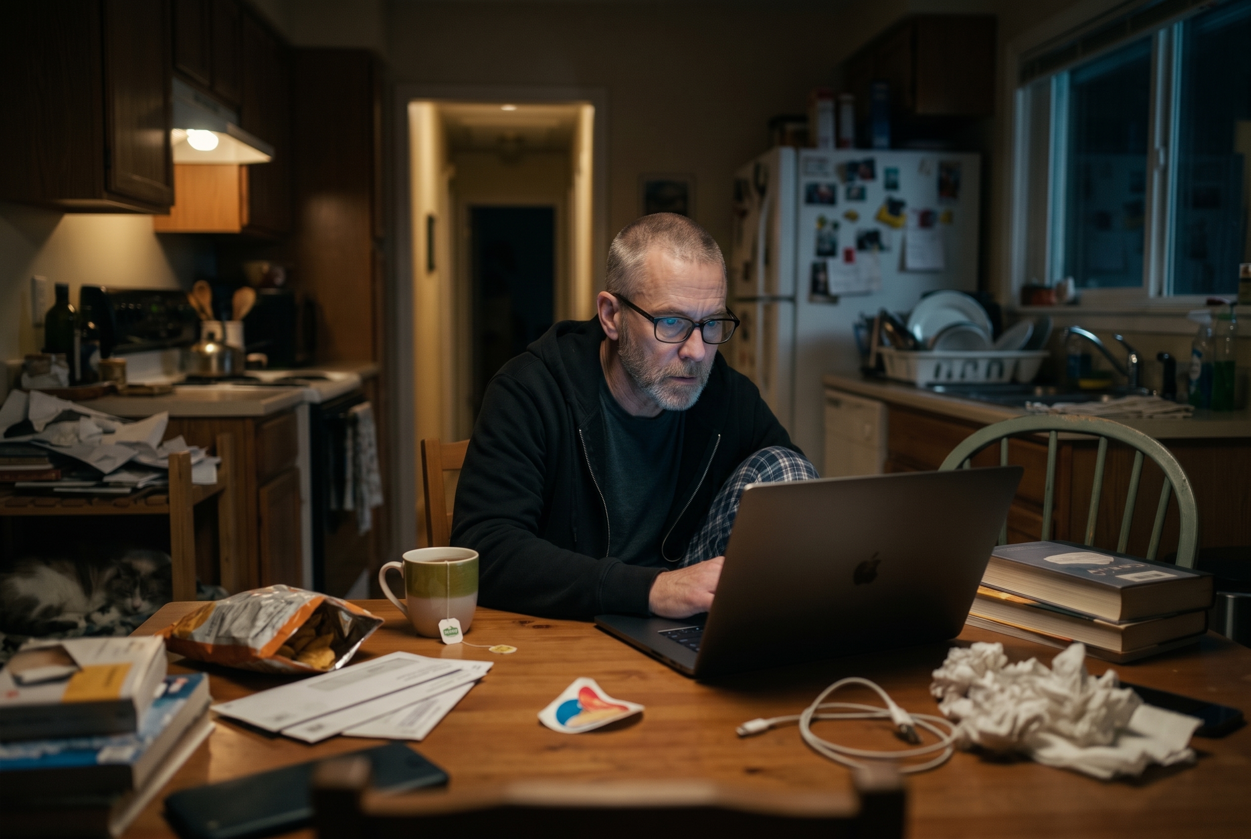 A bloke working on a new blog post